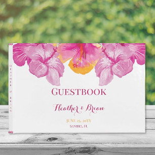 Brushed Hibiskus Floral Wedding Gästebuch