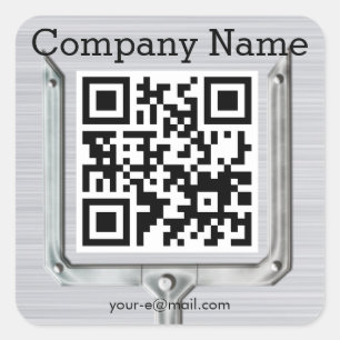 Brushed Metal Firmenname QR-Code Quadratischer Aufkleber