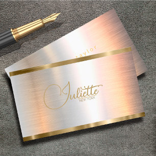 Brushed Metal Gold Banding Calligraphy ID801 Visitenkarte