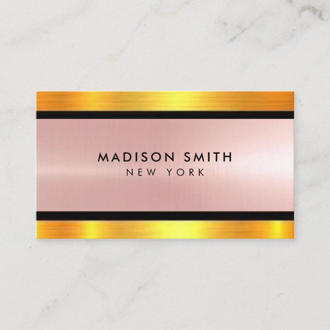 Brushed Metal Gold Banding ID801 Business Card Visitenkarte (Vorderseite)