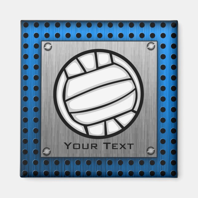 Brushed Metal look Volleyball Magnet (Vorne)
