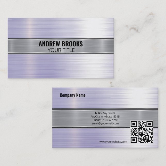 Brushed Metal | QR Business Card Visitenkarte (Vorne/Hinten)