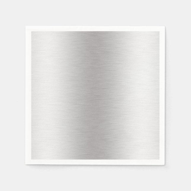 Brushed Metal Silver Shine Paper Napkin Serviette (Vorderseite)