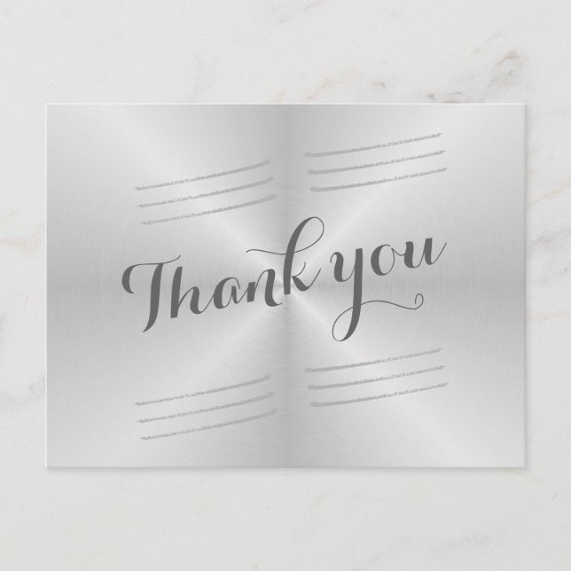 Brushed Metal Wedding Danke Postkarte (Vorderseite)