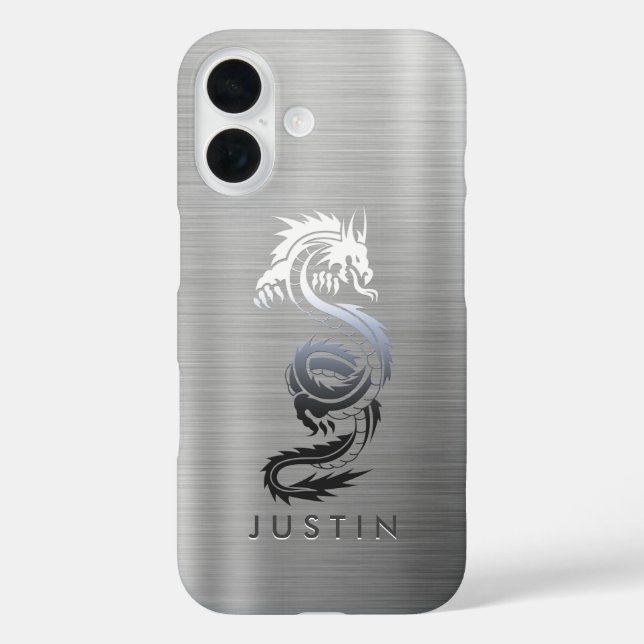 Brushed Metallic Dragon Case-Mate iPhone Hülle (Rückseite)