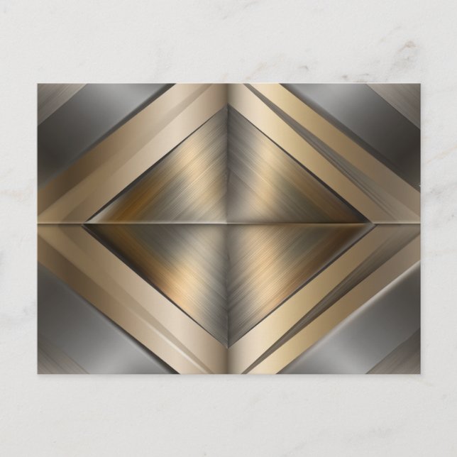 Brushed Metallic Geometric Diamond Pattern Ankündigungspostkarte (Vorderseite)