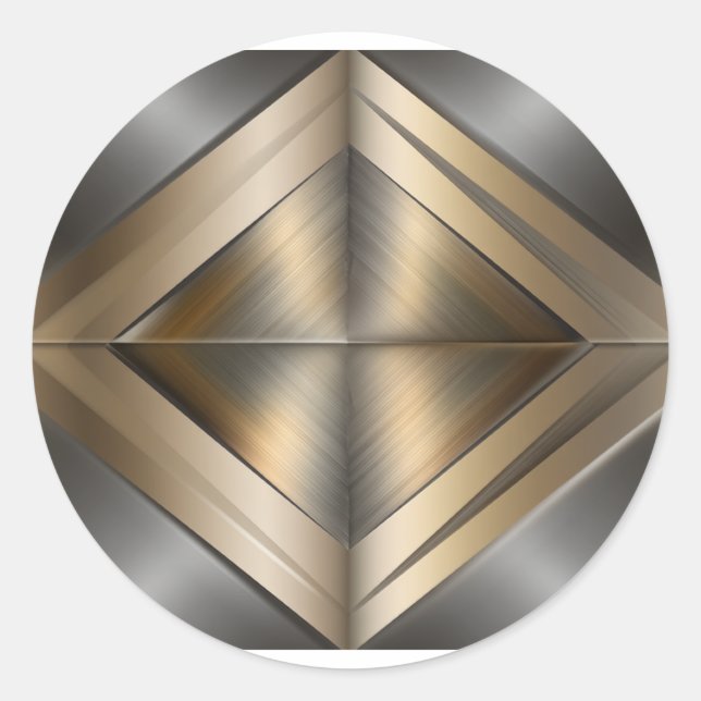 Brushed Metallic Geometric Diamond Pattern Runder Aufkleber (Vorderseite)