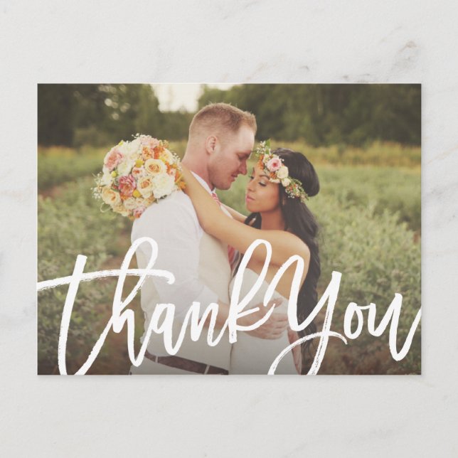 Brushed Wedding Danke Postcard Postkarte (Vorderseite)