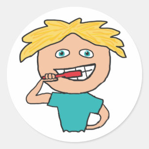Brushing Teeth Runder Aufkleber