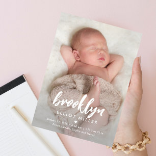 Brushname Moderne Geburtsankündigung für Baby Feiertagskarte