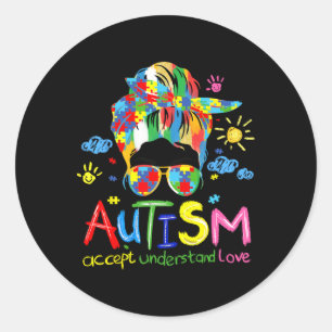 Brushstroke Autismus Awareness Accept Liebe Messy Runder Aufkleber