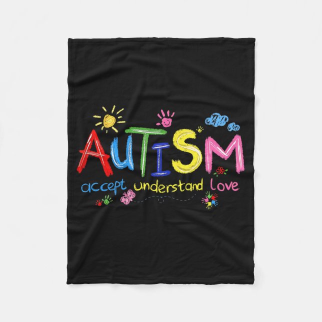 Brushstroke Autismus Awareness Accept Understand L Fleecedecke (Vorderseite)