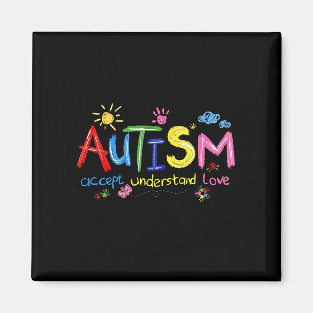 Brushstroke Autismus Awareness Accept Understand L Magnet (Vorne)