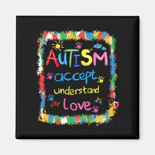 Brushstroke Autismus Awareness Accept Understand L Magnet (Vorne)