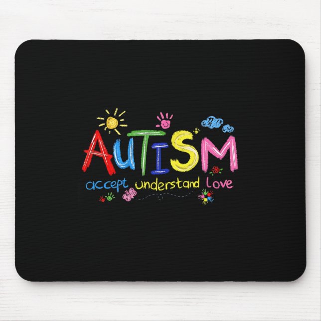 Brushstroke Autismus Awareness Accept Understand L Mousepad (Vorne)