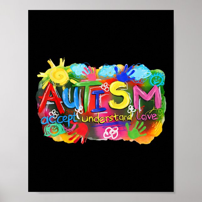 Brushstroke Autismus Awareness Accept Understand L Poster (Vorne)