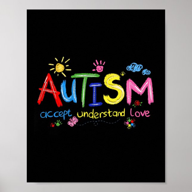 Brushstroke Autismus Awareness Accept Understand L Poster (Vorne)