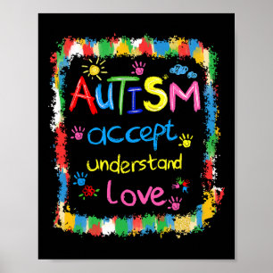 Brushstroke Autismus Awareness Accept Understand L Poster