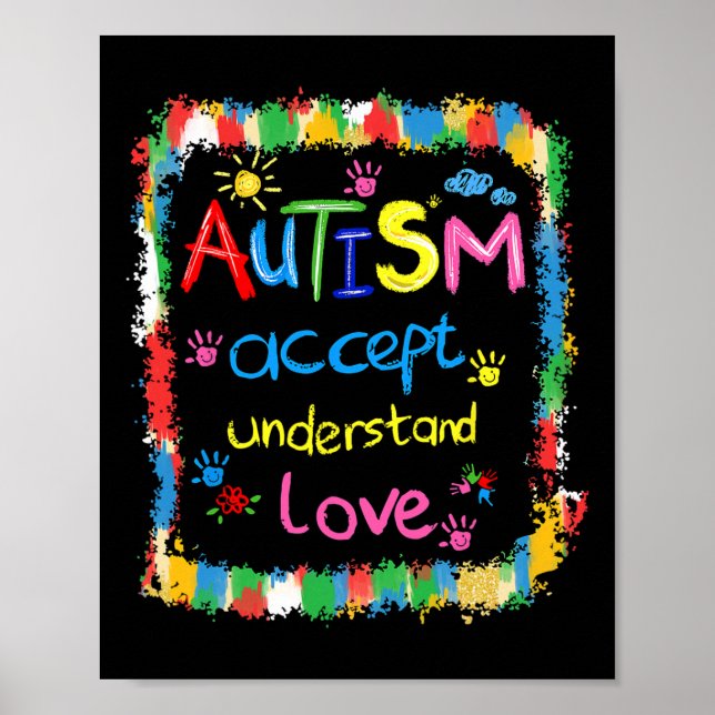 Brushstroke Autismus Awareness Accept Understand L Poster (Vorne)