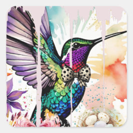 Brushstroke Bird Art Quadratischer Aufkleber