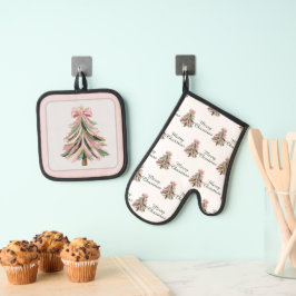 Brushstroke Christmas Tree Ofenhandschuh & Topflappen-Set