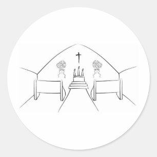 Brushstroke Church Aisle Runder Aufkleber
