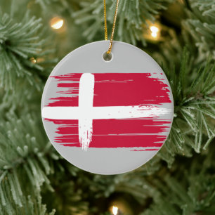 Brushstroke Dänemark Flag Keramik Ornament
