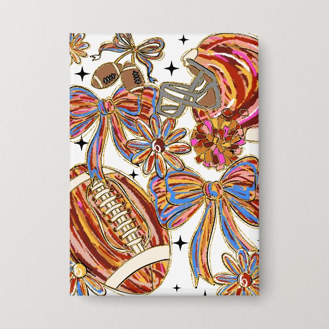 Brushstroke Football Coquette Button (Vorderseite)