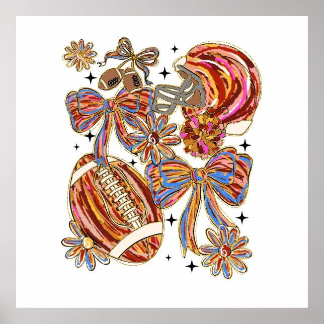 Brushstroke Football Coquette Poster (Vorne)