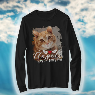 Brushstroke Foto Angel hat Paws Cat Memorial T-Shirt