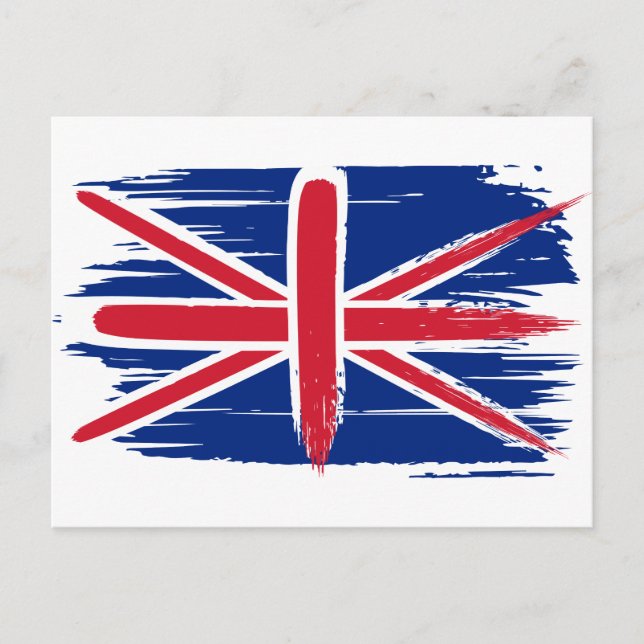 Brushstroke UK Union Jack Flag Postcard Postkarte (Vorderseite)