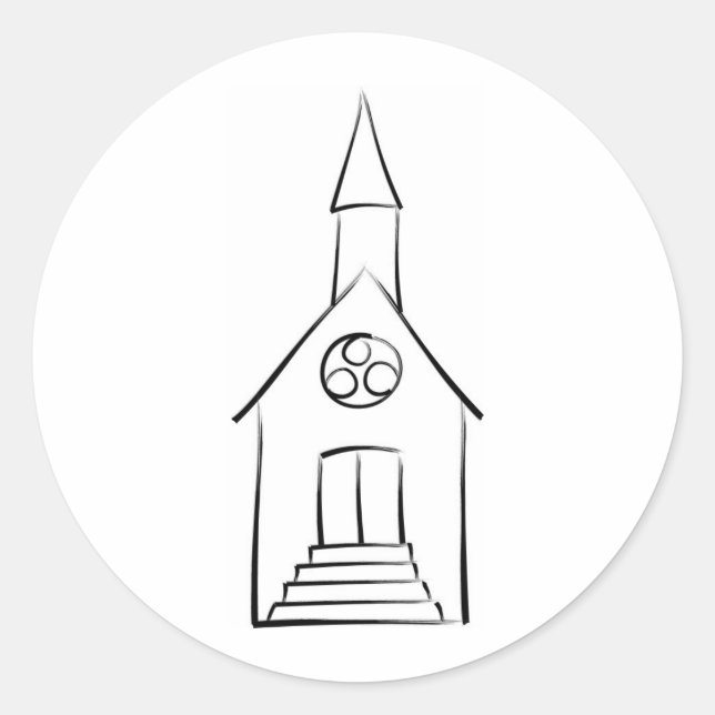Brushstroke Wedding Kapelle Runder Aufkleber (Vorderseite)