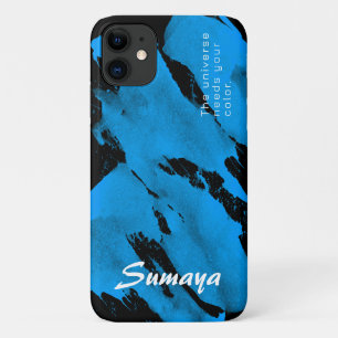 Brushy Black & Blue iPhone 11 Hülle Anpassbar