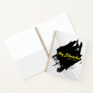 Brushy Black & White Spiral Scketbook Notizbuch