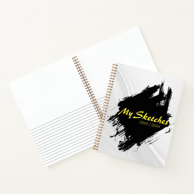 Brushy Black & White Spiral Scketbook Notizbuch (Innenseite)