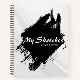 Brushy Black & White Spiral Scketbook Notizbuch