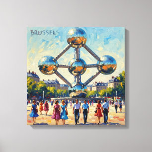 Brüssel Atomium Ikonisches Monument Gespannte Lein Leinwanddruck