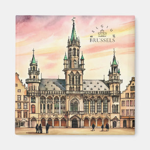 Brüssel Belgien Aquarell Grand Palace Magnet