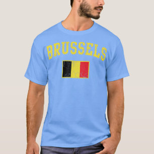 Brüssel Belgien Belgische Flagge Vintag beängstige T-Shirt