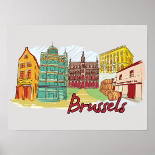 Brüssel, Belgien Berühmte Stadt Poster