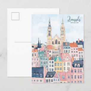 Brüssel Belgien Gouache-Malerei-Illustration Reise Postkarte
