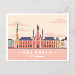 Brüssel Belgien Grand Place Pastel Travel Postkarte