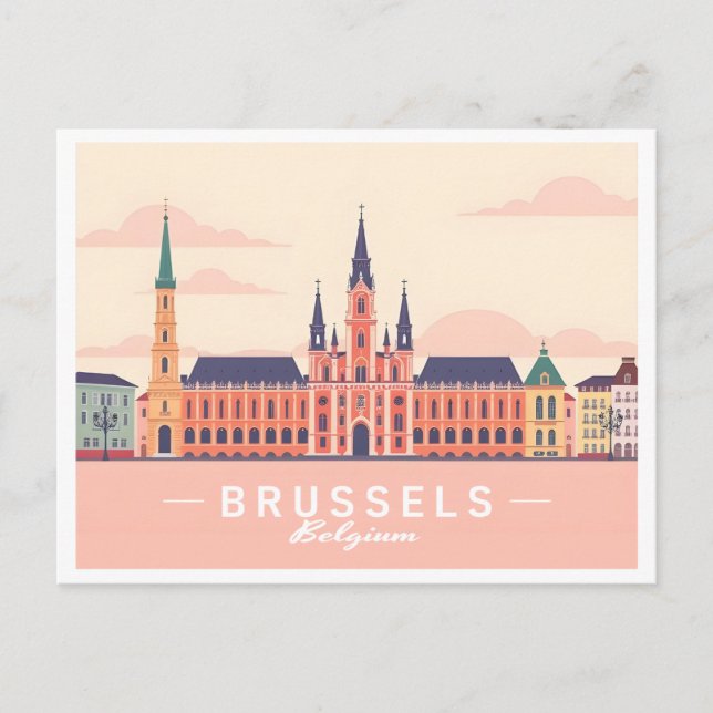 Brüssel Belgien Grand Place Pastel Travel Postkarte (Vorderseite)
