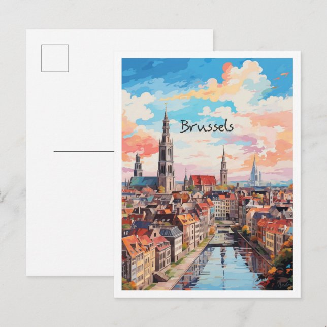 Brüssel Belgien Reise Ästhetik Postkarte (Vorne/Hinten)