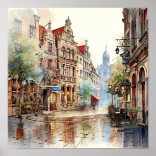 Brüssel Belgien Reisen Wasserfarben Kunst drucken Poster