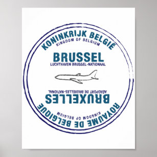 Brüssel Belgien Reisepass Briefmarke Urlaub Reisen Poster
