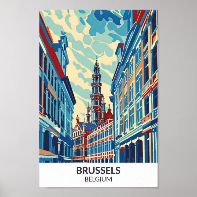 Brüssel Belgien Retro Artwork Travel Poster (Vorne)
