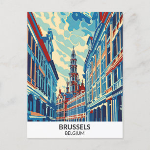 Brüssel Belgien Retro Artwork Travel Postkarte