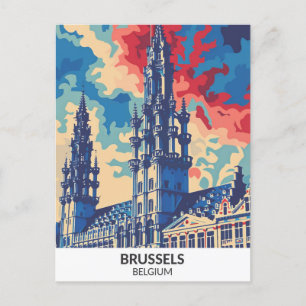 Brüssel Belgien Retro Artwork Travel Postkarte