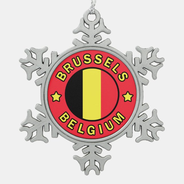 Brüssel Belgien Schneeflocken Zinn-Ornament (Vorderseite)